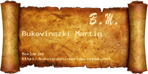 Bukovinszki Martin névjegykártya
